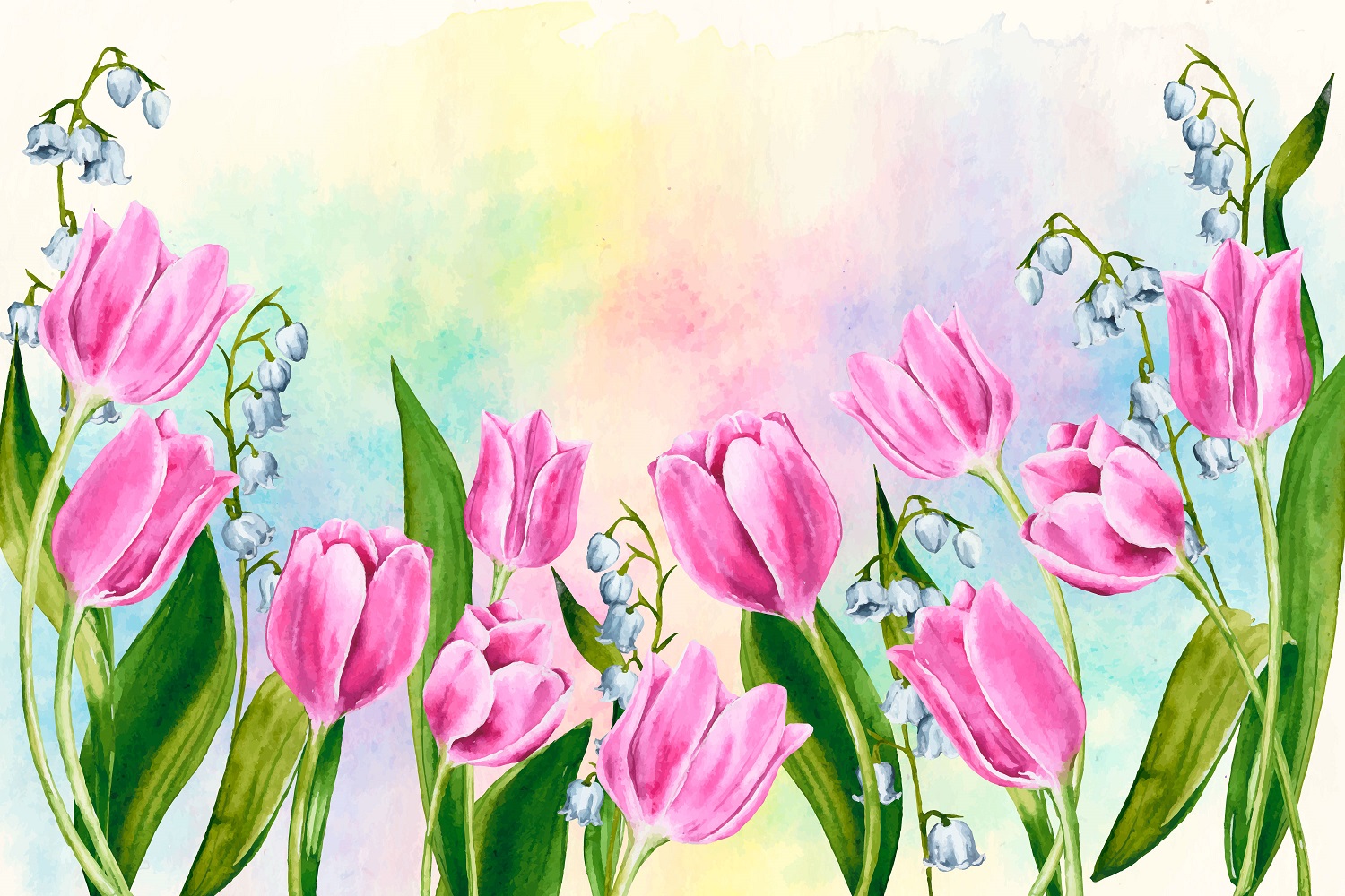Весна тюльпаны фон акварель